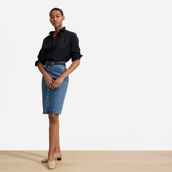 Everlane The Button-Front Pencil Skirt SZ 24 - Picture 3 of 6